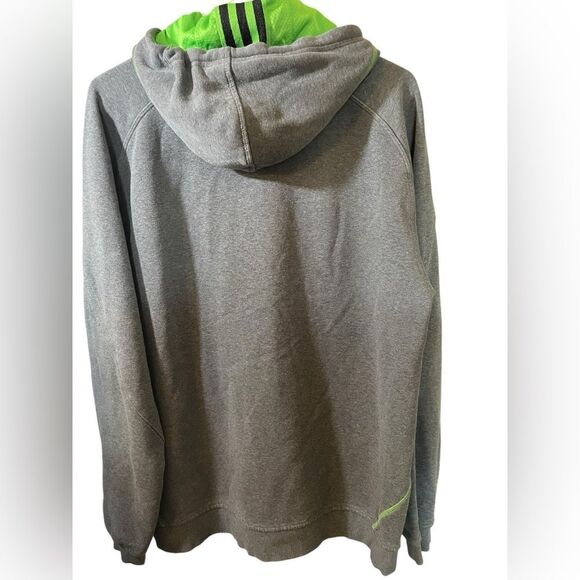 Adidas Men's Gray Hoodie with Bright Green Highlights - Picture 4 of 4